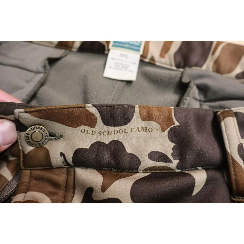 Mens Drake Waterfowl Old School Camo Pants Size 3XL Brown Green